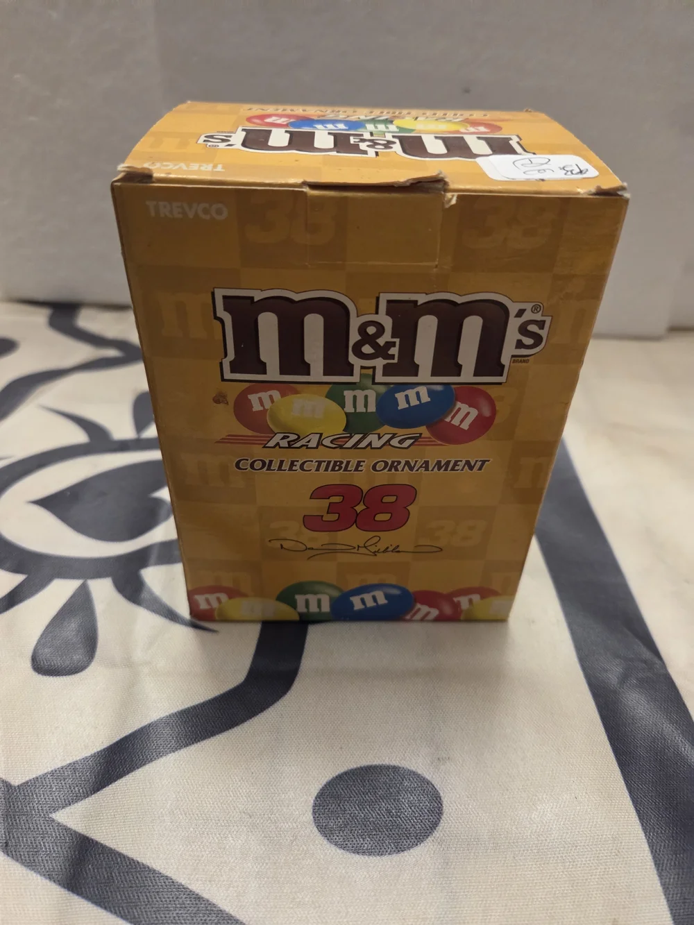 VINTAGE M&M'S Yellow Racer Figure with Number 38 Base